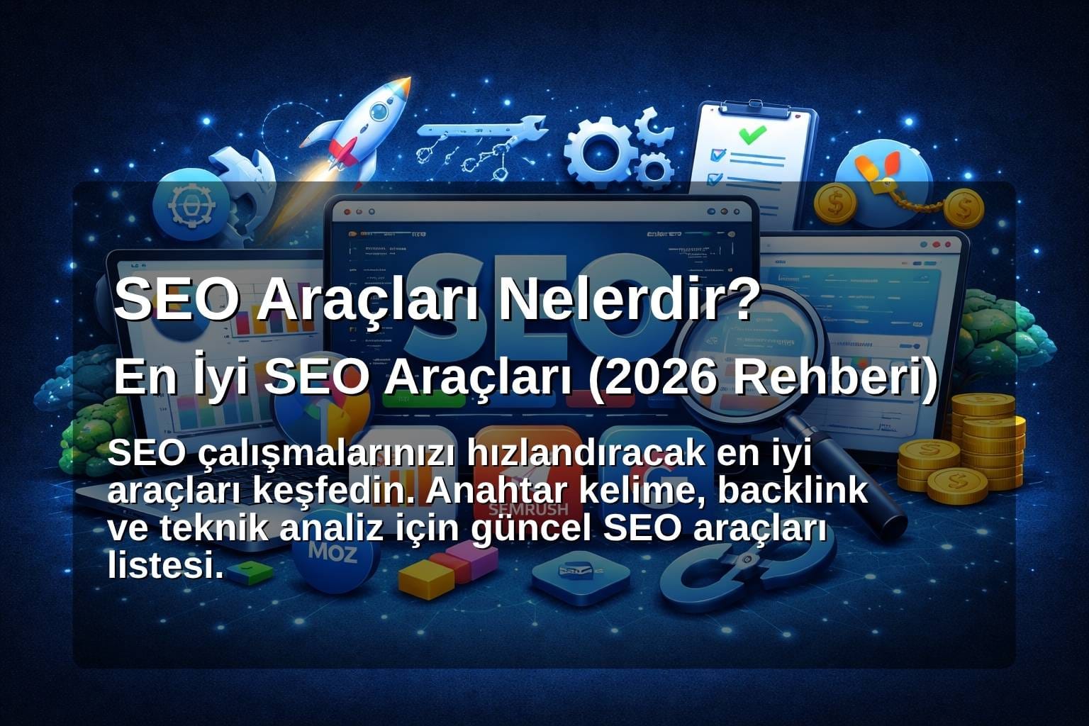 En iyi SEO araçları nelerdir? Ücretsiz ve profesyonel SEO tool listesi ile anahtar kelime analizi, backlink ve site analizi yapmayı öğrenin.